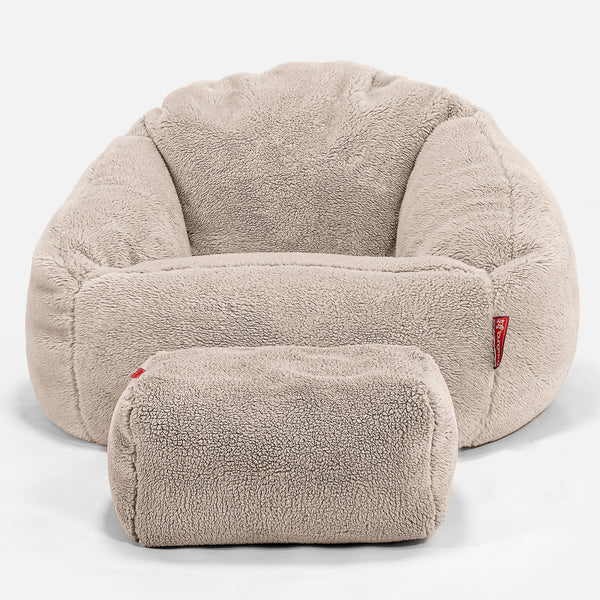 Pouf Chaise Bubble - Fausse Fourrure Nounours Vison 01