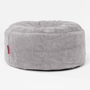 Pouf Design Rond - Fausse Fourrure Nounours Gris moyen
