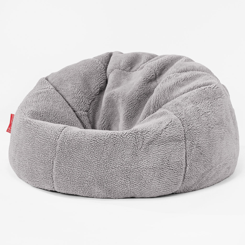 Pouf Poire Classique - Fausse Fourrure Nounours Gris moyen 01