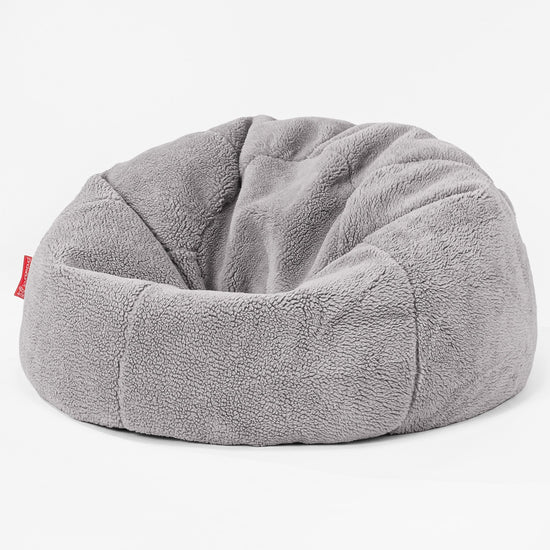Pouf Poire Classique - Fausse Fourrure Nounours Gris moyen 01