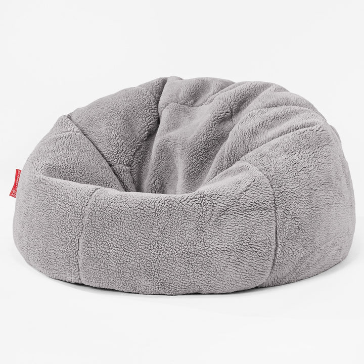 Pouf Poire Classique - Fausse Fourrure Nounours Gris moyen 01