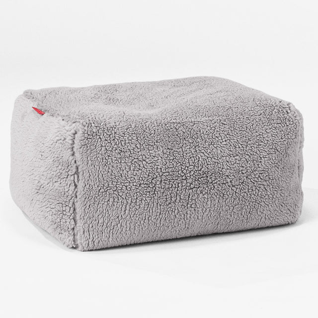 Pouf Repose Pied - Fausse Fourrure Nounours Gris moyen 01