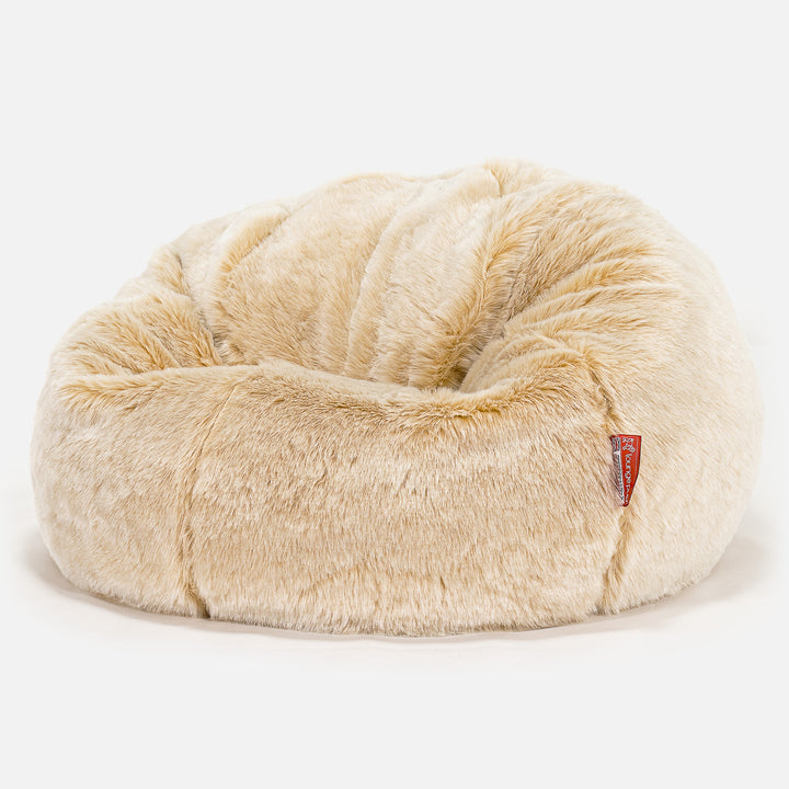 Pouf Poire Classique - Fausse Fourrure Blanc 01