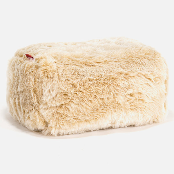 Pouf Repose Pied - Fausse Fourrure Blanc 01