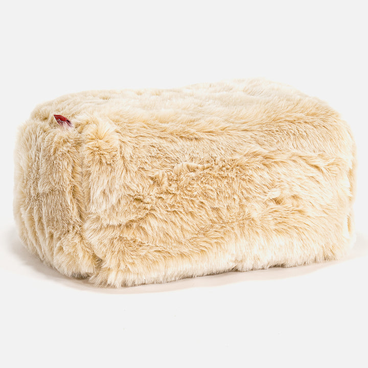 Pouf Repose Pied - Fausse Fourrure Blanc 01