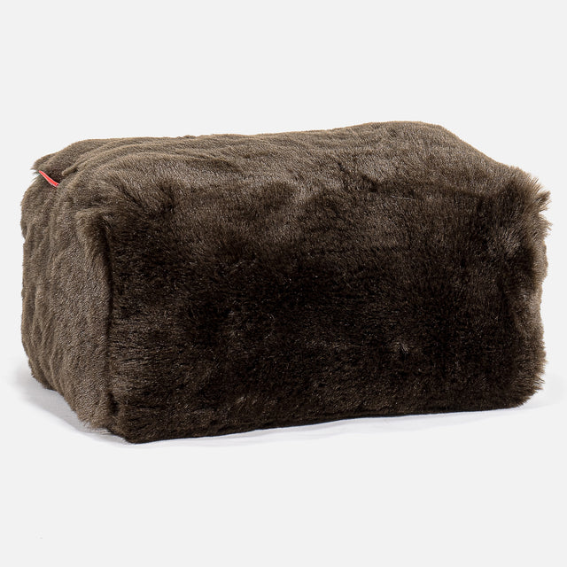 Pouf Repose Pied - Fausse Fourrure Marron 01