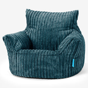 Fauteuil Pouf Bambin 1-3 ans - Côtelé Bleu Canard