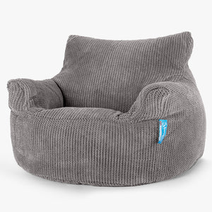 Fauteuil Pouf Enfant 3-8 ans - Pompon Anthracite