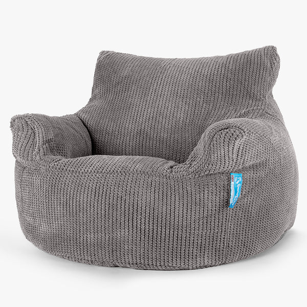 Fauteuil Pouf Enfant 3-8 ans - Pompon Anthracite 01