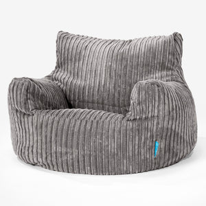 Fauteuil Pouf Enfant 3-8 ans - Côtelé Anthracite