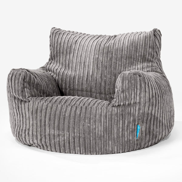 Fauteuil Pouf Enfant 3-8 ans - Côtelé Anthracite 01