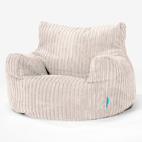 Fauteuil Pouf Enfant 3-8 ans - Côtelé Ivoire 01