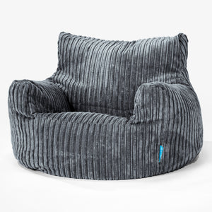 Fauteuil Pouf Enfant 3-8 ans - Côtelé Gris Ardoise