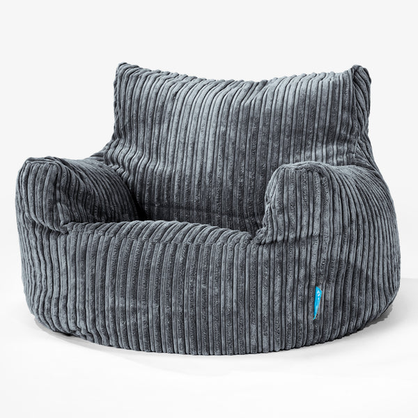 Fauteuil Pouf Enfant 3-8 ans - Côtelé Gris Acier 01