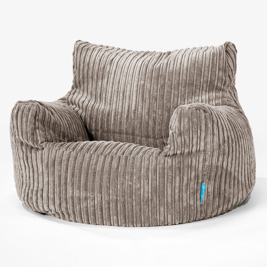 Fauteuil Pouf Enfant 3-8 ans - Côtelé Grège 01