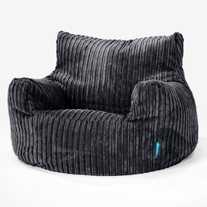 Fauteuil Pouf Enfant 3-8 ans - Côtelé Noir