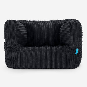 Fauteuil Pouf Albert pour Enfant 1-5 ans - Côtelé Noir