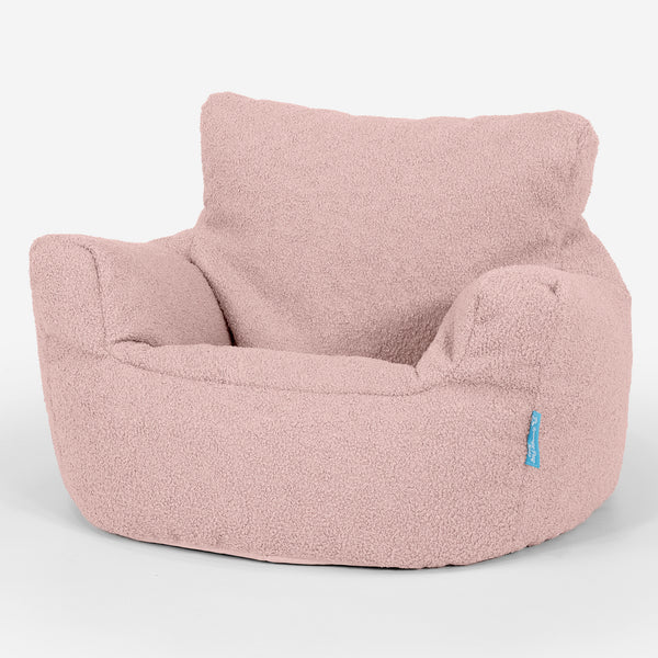 Fauteuil Pouf Bambin 1-3 ans - Bouclé Rose 01