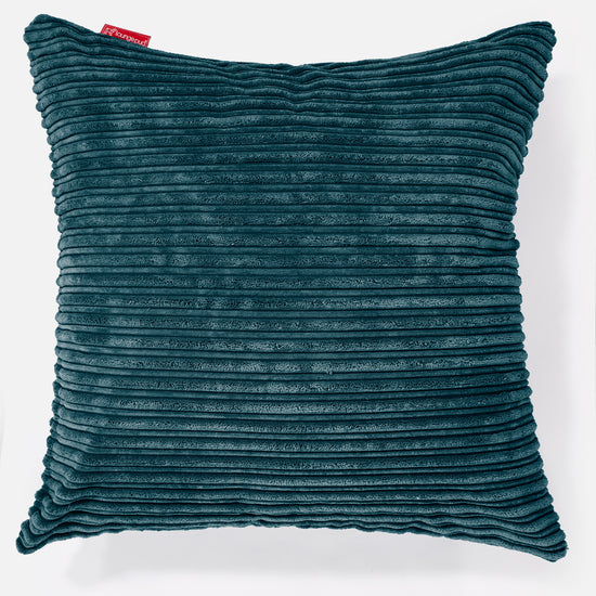 Grand Coussin 70 x 70cm - Côtelé Bleu Canard 01