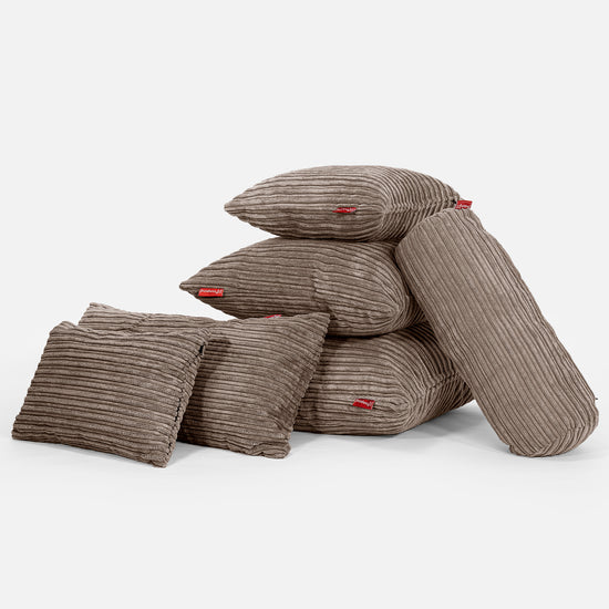 Grand Coussin 70 x 70cm - Côtelé Moka 04