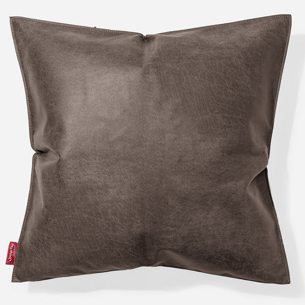 Grand Coussin 70 x 70cm - Cuir Vintage Gris Ardoise 01