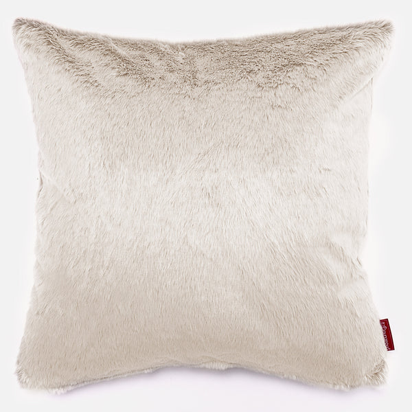 Grand Coussin 70 x 70cm - Fausse Fourrure Lapin Blanc 01