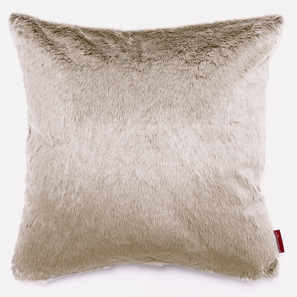 Grand Coussin 70 x 70cm - Fausse Fourrure Lapin Brun Doré 01