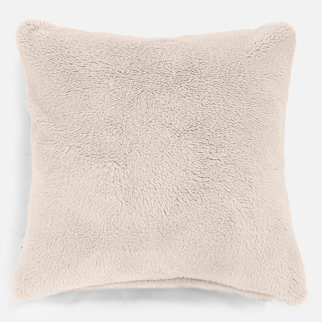 Grand Coussin 70 x 70cm - Fausse Fourrure Nounours Crème 01