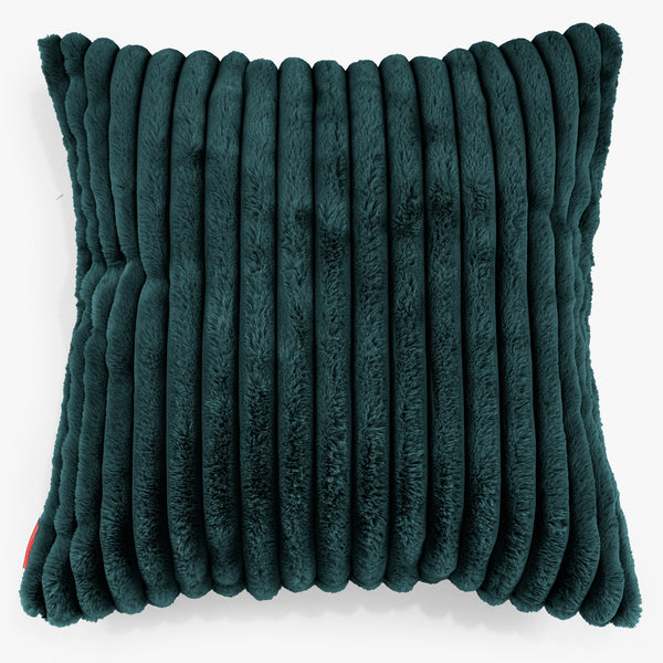 Grand Housse de Coussin 70 x 70cm - Velours Côtelé Ultra Pelucheux Bleu Canard 01