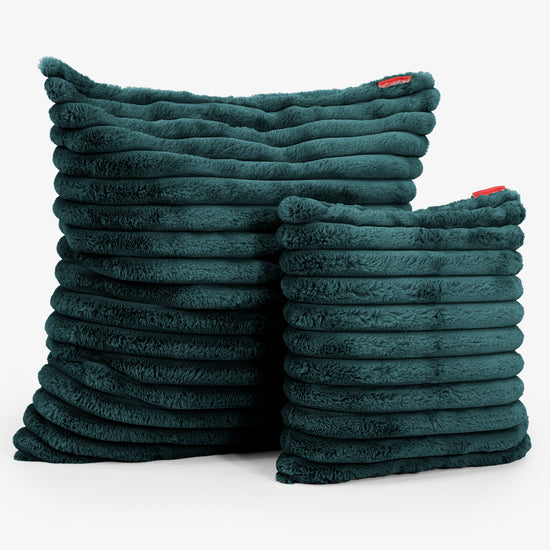 Grand Housse de Coussin 70 x 70cm - Velours Côtelé Ultra Pelucheux Bleu Canard 02