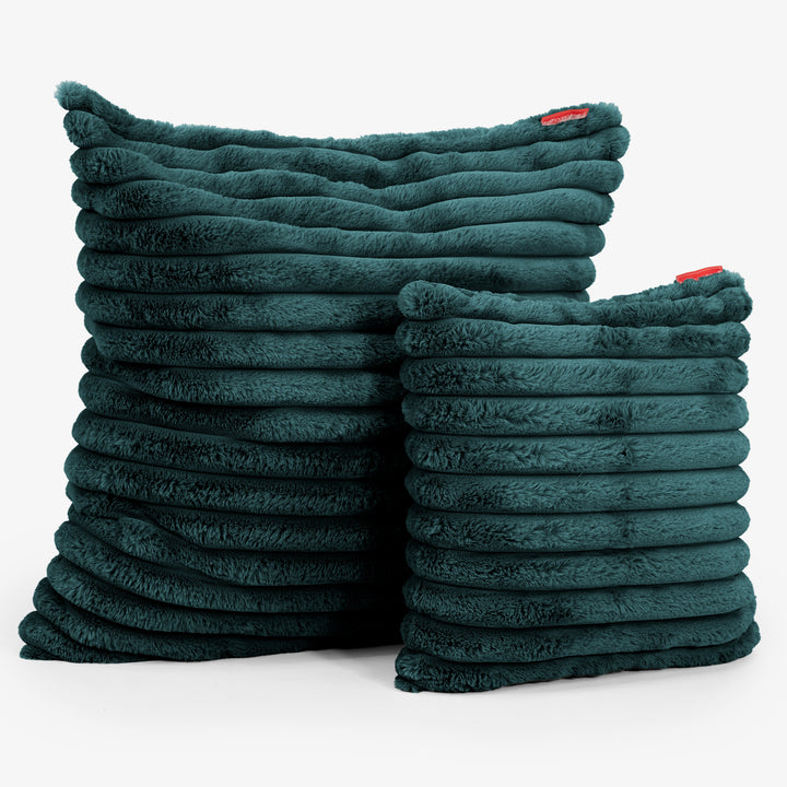 Grand Housse de Coussin 70 x 70cm - Velours Côtelé Ultra Pelucheux Bleu Canard 02