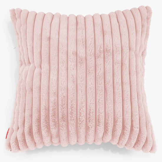 Grand Housse de Coussin 70 x 70cm - Velours Côtelé Ultra Pelucheux Rose Pastel 01