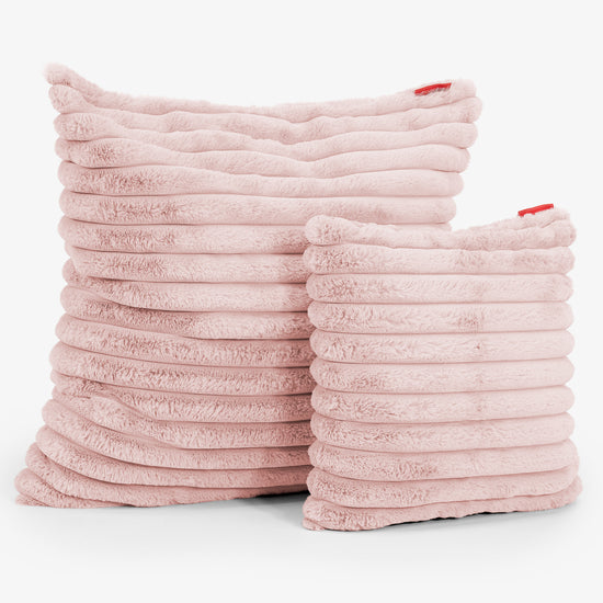 Grand Housse de Coussin 70 x 70cm - Velours Côtelé Ultra Pelucheux Rose Pastel 02
