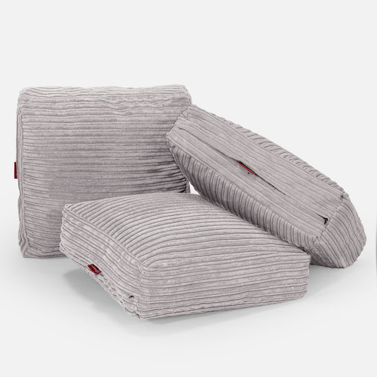 Grand Coussin de Sol - Côtelé Gris Argent 04