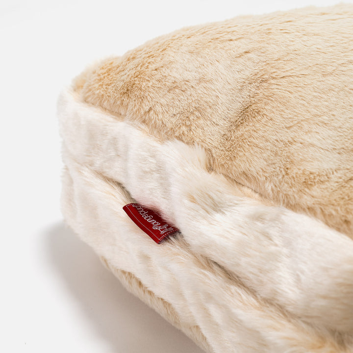 Grand Coussin de Sol - Fausse Fourrure Lapin Blanc 02
