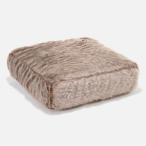 Grand Coussin de Sol - Fausse Fourrure Lapin Brun Doré