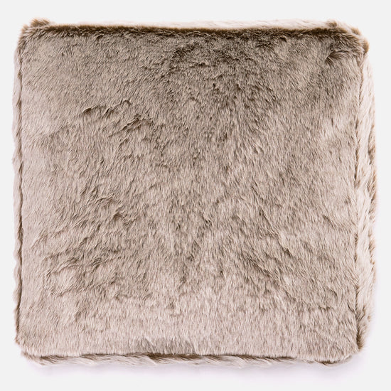 Grand Coussin de Sol - Fausse Fourrure Lapin Brun Doré 03