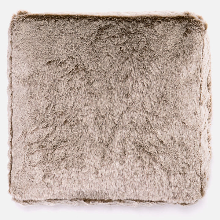 Grand Coussin de Sol - Fausse Fourrure Lapin Brun Doré 03