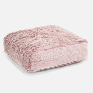 Grand Coussin de Sol - Fausse Fourrure Lapin Rose Pastel