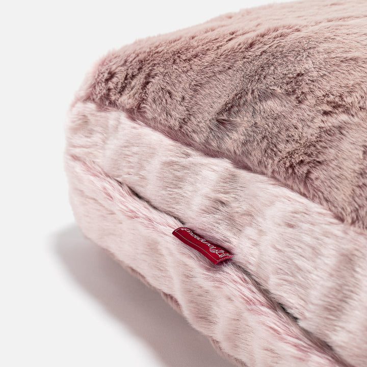 Grand Coussin de Sol - Fausse Fourrure Lapin Rose Pastel 02