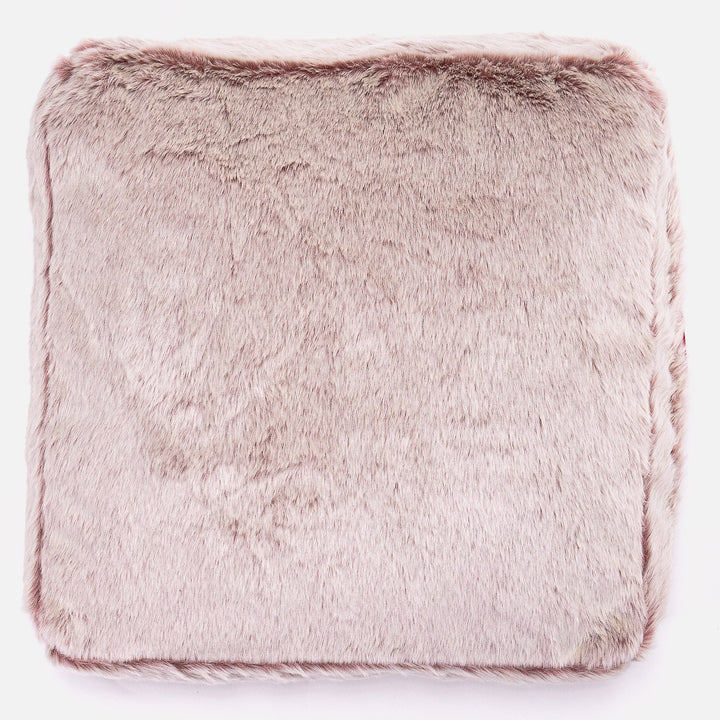 Grand Coussin de Sol - Fausse Fourrure Lapin Rose Pastel 03