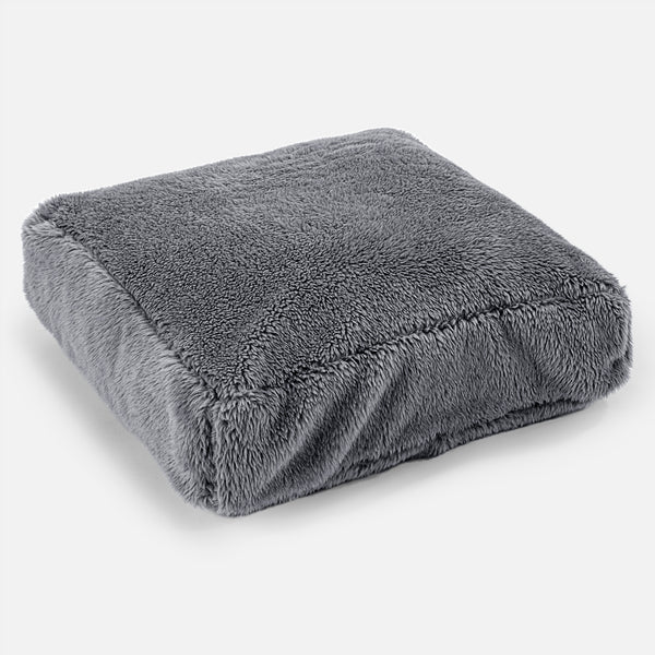 Grand Coussin de Sol - Fausse Fourrure Nounours Gris Foncé 01