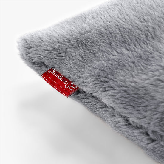 Grand Coussin de Sol - Fausse Fourrure Nounours Gris Foncé 03