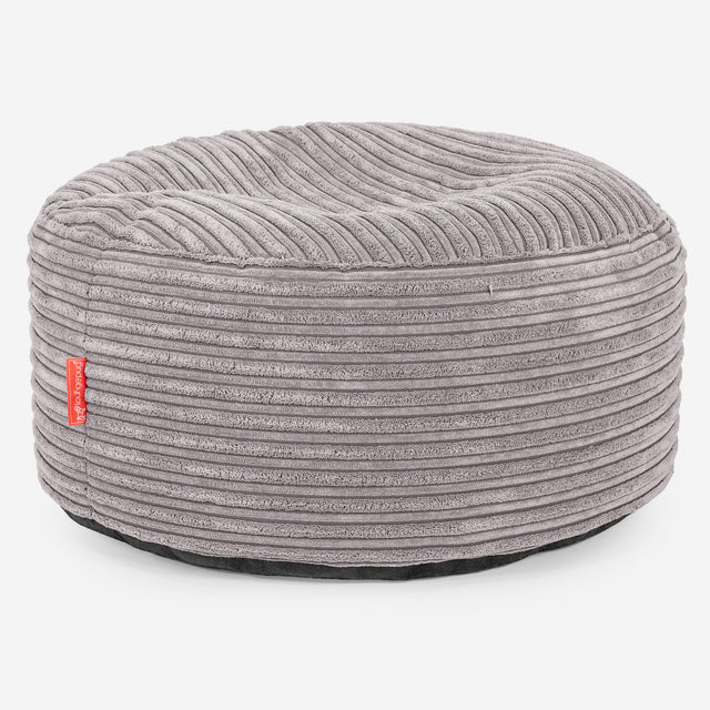 Grand Repose-pied Rond - Côtelé Gris Argent 01