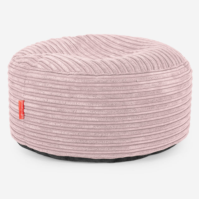 Grand Repose-pied Rond - Côtelé Rose 01