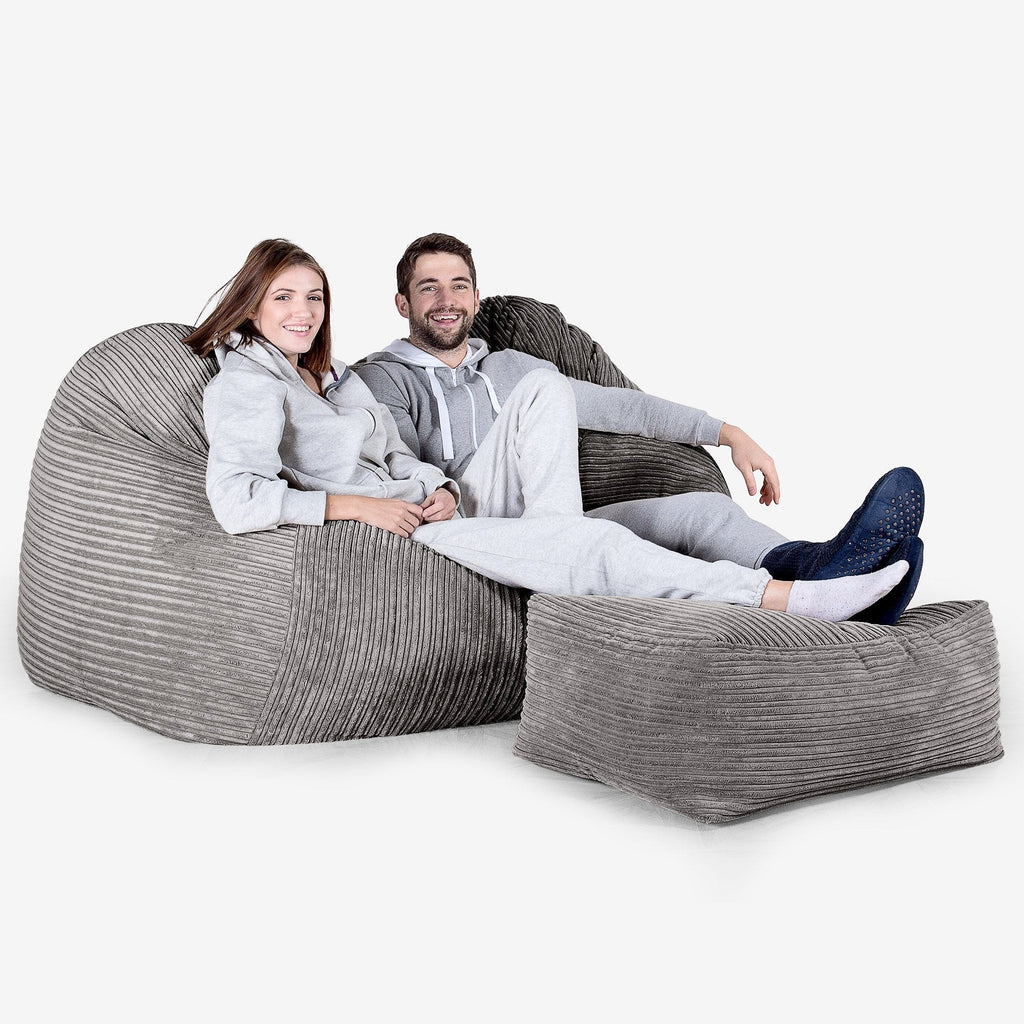 Gros Pouf Canapé - Côtelé Anthracite 03