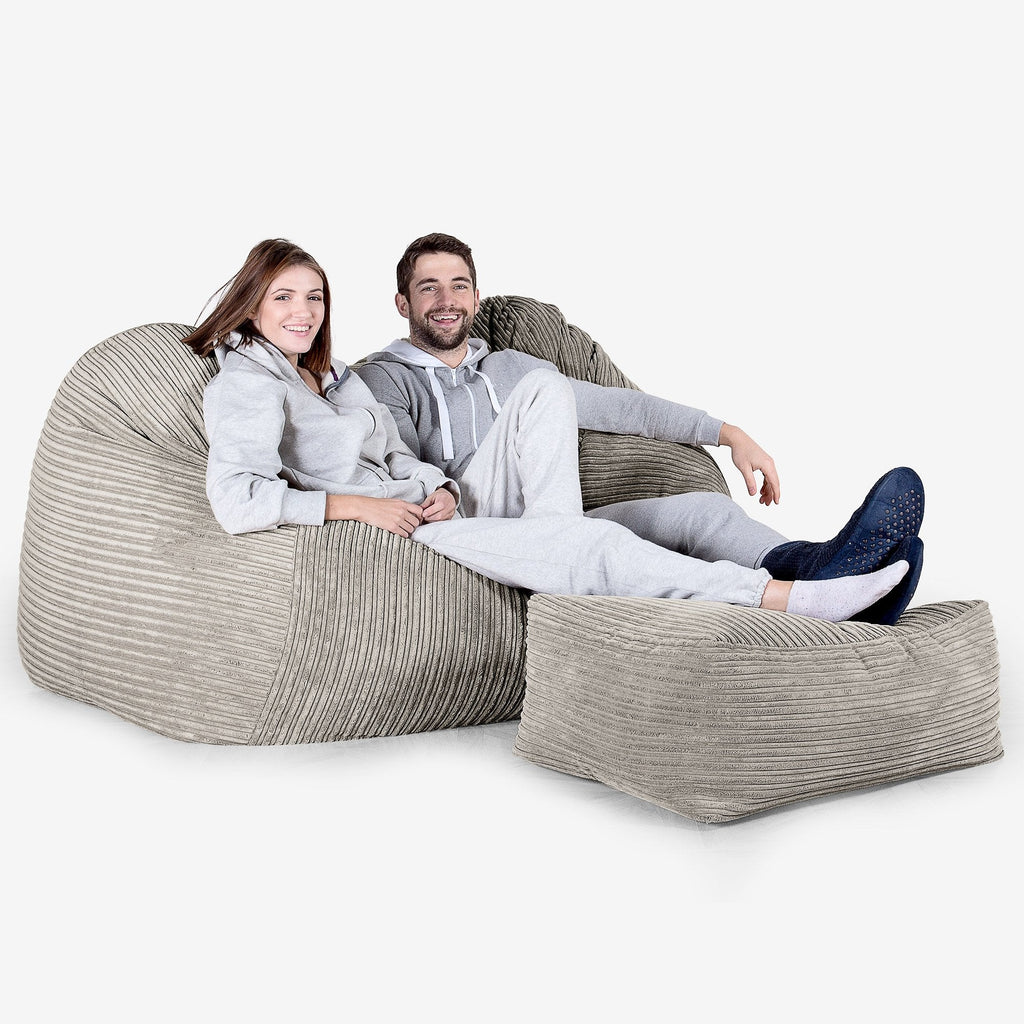Gros Pouf Canapé - Côtelé Vison 03