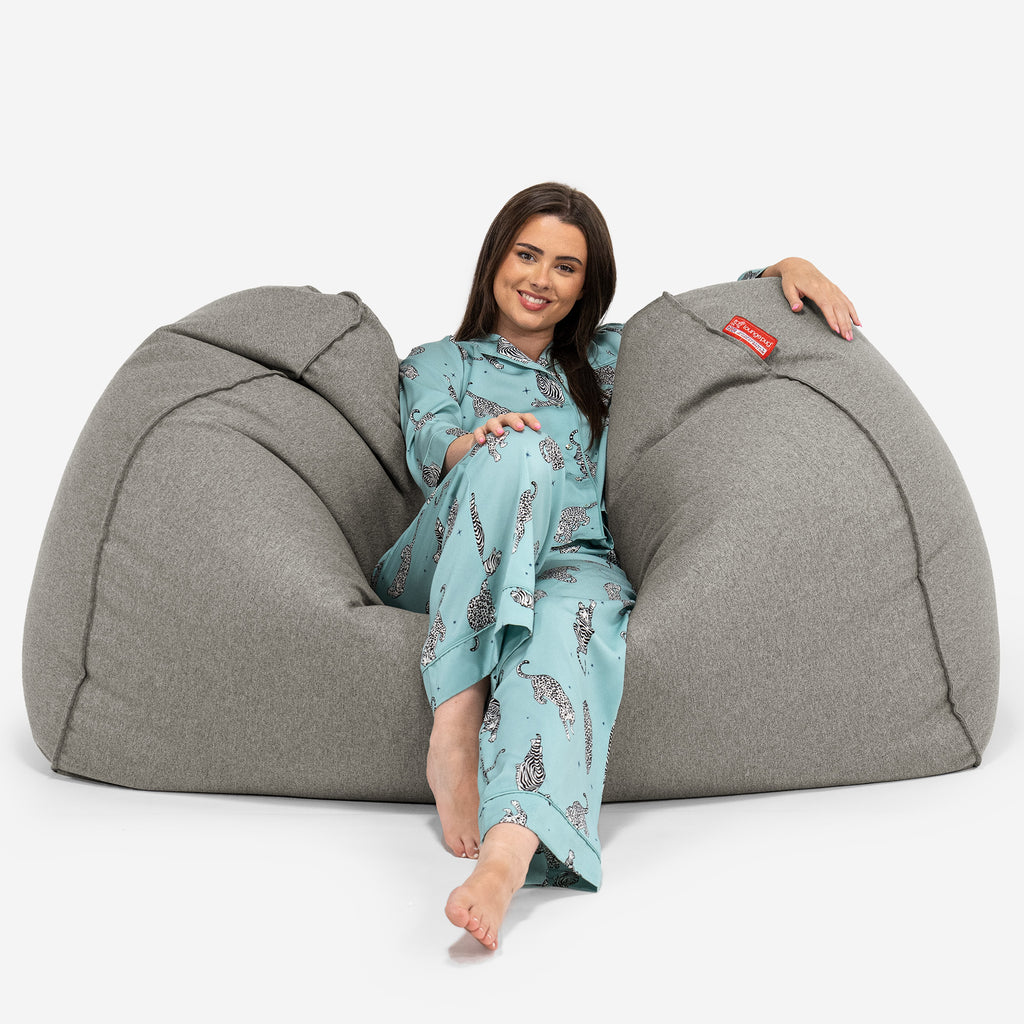 Pouf Fauteuil Design - Côtelé Gris Acier 3762