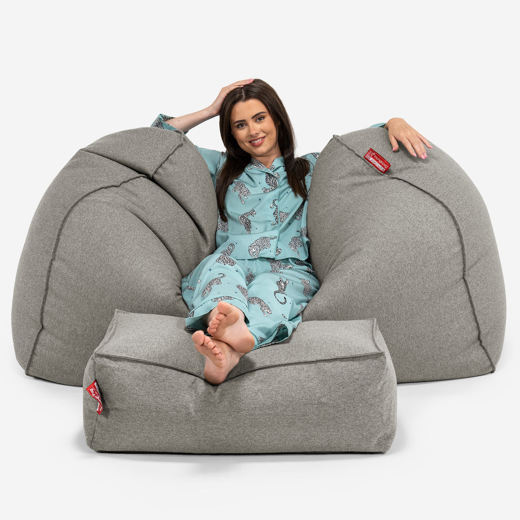 Pouf Fauteuil Design - Côtelé Gris Acier 3763