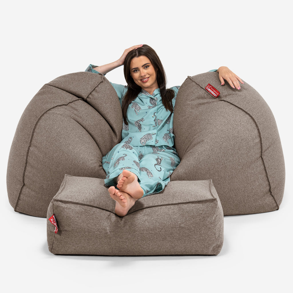 Pouf Fauteuil Design - Côtelé Gris Acier 4417
